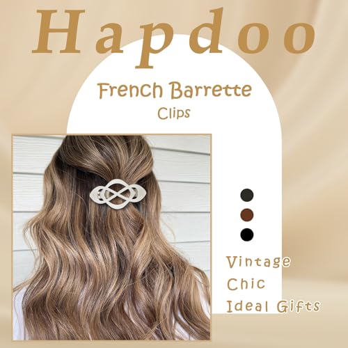 6PCS French Hair Barrettes for Women, Vintage Barrette Hair Clips for Thick Thin Fine Hair Girls - color: Coffee, Green, White, Khaki, Brown, Black