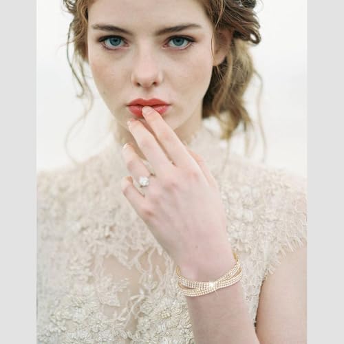 Suyi Rhinestone Bracelet Multilayer Gold Cuff Bracelet for Women Crystal Braidal Bracelets - color: Gold 6