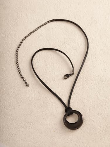 Sacina Gothic Boho Black O Ring Choker Necklace, Black Choker, Boho Emo Goth Necklace, Christmas Jewelry Gift For Women - color: black