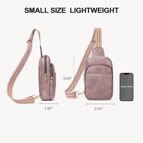 BOSTANTEN Sling Bag Quilted Crossbody Bags for Women Cross Body Purse Leather Fanny Pack with Adjustable Guitar Strap - color: A-purple