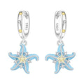 925 Sterling Silver Dangle Earrings for Women, Butterfly&Bee Animals Design, Hypoallergenic Jewelry gifts - color: Starfish Earrings (Small circle earrings)