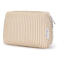 Narwey Striped Makeup Bag Travel Cosmetic Bag Organizer Toiletry Bag Make Up Bags with Compartments for Women Girls (Large,Brown Stripe) - color: A-Brown Stripe, style: Large
