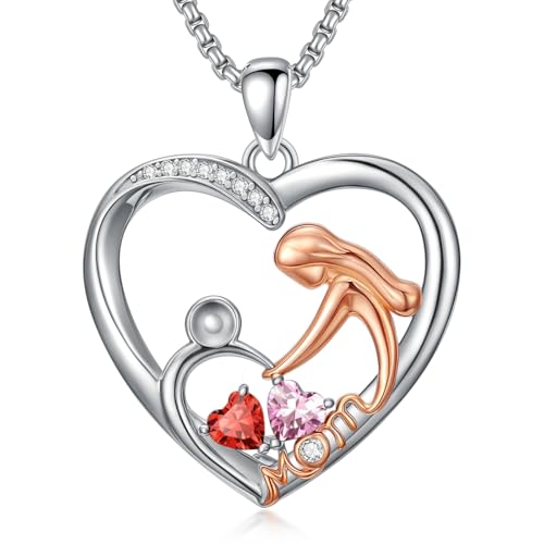 Mom Birthday Gift, Mom Necklace Birthstone Necklace, Anniversary Jewelry Valentine Mothers Day Christmas Birthday Gifts for Mom Women Her Wife Daughter - style: 07-10-Jul-Oct Birthstone