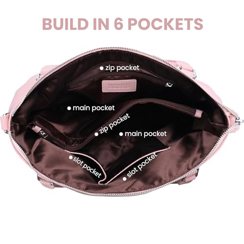 HESHE Genuine Leather Purses and Handbags for Women Tote Shoulder Bag Satchel Purse Top Handle Bags Hobo Crossbody Purse - color: Pink, size: Large