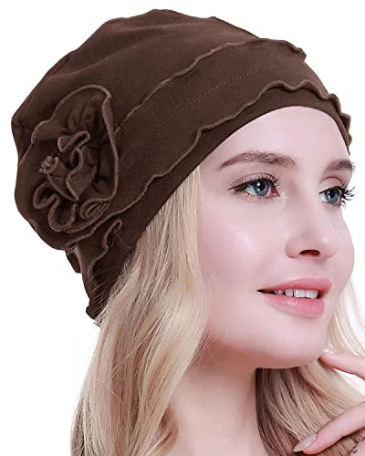 osvyo Chemo Headwear Turban Cap for Women - Cancer Beanie Hair Loss Sealed Packaging - color: Cotton-light-coffee