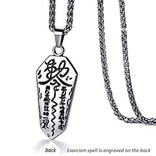 Men's Stainless Steel Necklace Taoist Yin Yang Taichi Symbol Amulet Pendant with 24 Inches Link Chain