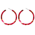 BaubleStar Tortoise Shell Resin Hoop Earrings Fashion Jewelry - color: Rose Red