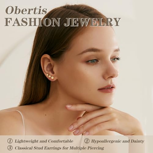Sterling Silver Earrings for Women: Hypoallergenic 925 Sterling Silver Round Ball Stud Earrings for Women Multiple Piercing 5 Pairs Tiny Stud Earrings 2mm 3mm 4mm 5mm 6mm - style: Gold stud earrings