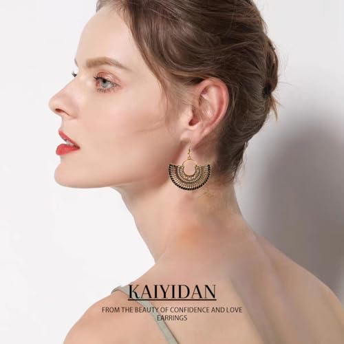 Silver/Gold Boho Dangle Statement Earrings for Women Trendy,Handmade Vintage Dainty Cute Long Drop Summer Earrings,fashion Accessories Jewelry Gifts - color: A13 Fan sector shaped braided rope