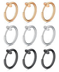 D.Bella Fake Septum Piercing Faux Nose Rings Hoop Stainless Steel Faux Lip Ear Nose Septum Ring Non Piercing Clip On Nose Hoop Rings Body Piercing Jewelry - style: Style V