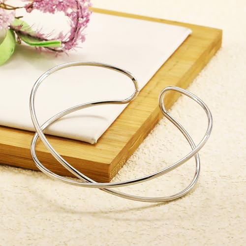 Women's 18k Gold Plated Arm Cuff Bracelet - Minimalist Silver Upper Arm Cuff for Cool - color: A-Silver