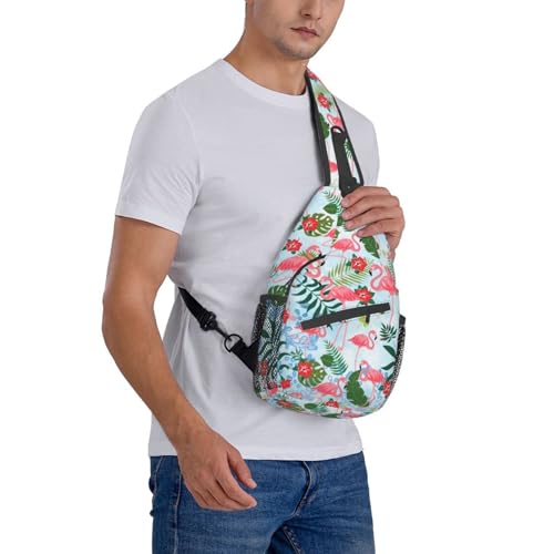 Sling Backpack For Men Hiking Daypack Crossbody Shoulder Bag Travel Chest Pack | Hiking - color: Pink Flamingo
