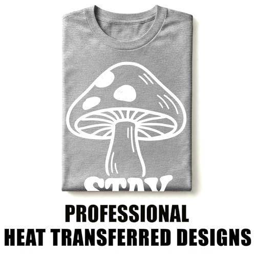 Stay Groovy Mushrooms T-Shirt– Retro Aesthetic Apparel – 100% Cotton Unisex Tee - color: Gray, size: XX-Large