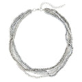 Noessla Beaded Statement Necklaces for Women Layered Chunky Bead Necklace Fashion Costume Jewelry Gifts for Mom - color: 029-Silver