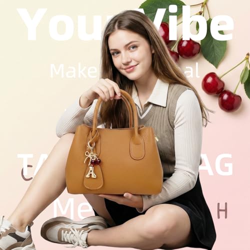 Cute Initial Cherry, Bow, Heart & More Styles - Personalized Keychain Bag Charms & Purse Accessories for Handbags - color: Red Cherry, style: A
