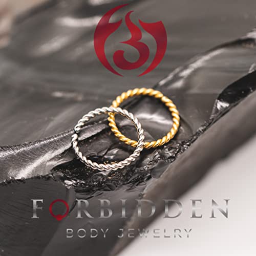 Forbidden Body Jewelry Nose Rings Set Surgical Steel Braided Hoops for Pierced and Fake Nose and Cartilage Piercings 14G-20G - style: 18g 10mm Gold Tone (2Pcs)