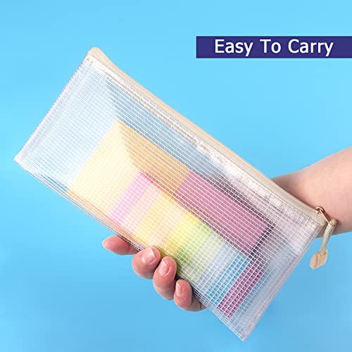 Tamaki 6 Pack Mesh Pencil Pouch Waterproof Bags Plastic Zipper Pouch A6 Size for Classroom Organization School Office Supplies (Macaroon, A6) - color: 6 Pack Macaroon