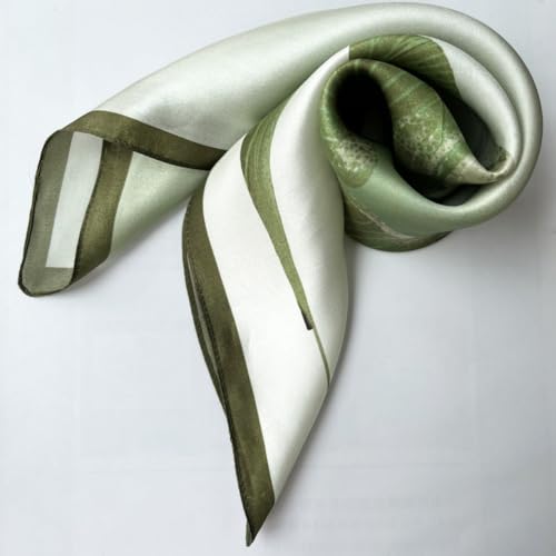 FONYVE 100% Mulberry Silk Scarfs for Women-Lightweight Square Satin Head Scarf-Small Silk Hair Scarf for Sleeping 21"x21" - color: 10 Ginkgo Leaf
