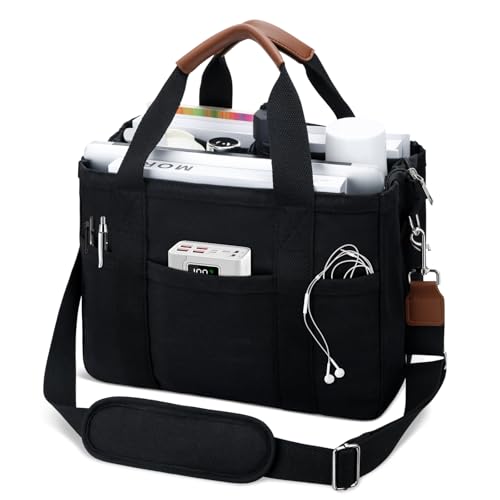 KKXIU Canvas Tote Bag for Women with Zipper and Compartments Crossbody Large Bible Messenger Purse Bag With Pockets | Canvas - color: Black, size: Large