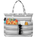 Trifabricy Beach Bags for Women Waterproof Sandproof Women Tote Bag, Large Beach Bag with Zipper for Gym Travel Vocation - color: Grey