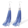 Coiris Boho Leather Layered Tassel Earrings for Women Lightweight Leather Fringe Dangle Earrings Handmade Bohemian Summer Beach Western Drop Earrings for Women - color: Blue