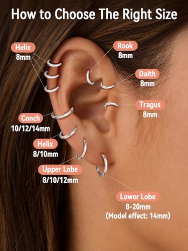 FaithHeart 925 Sterling Silver Post Huggie Hoop Earrings for Women, Silver Small Hoop Earring, Hypoallergenic Cartilage Earrings for Women - color: 01. Blank-Silver, size: 10mm