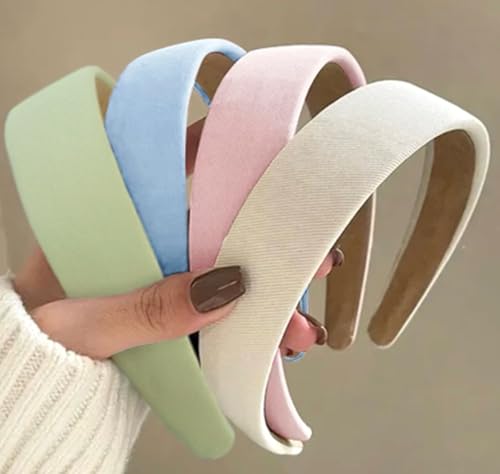 Huachi Headbands for Women Non Slip 1 inch Wide Cute Headbands for Girls, Trendy Head Bands Elastic Hair Bands Fashion Hair Accessories for Women 4PCS - color: Cute Color Set