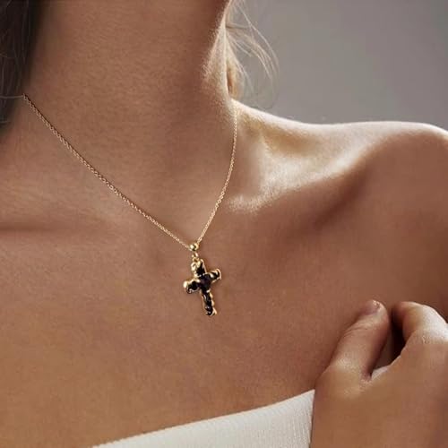 14K Gold Plated Cross Pendant Necklaces for Women Trendy, Dainty Choker CZ Cross Necklace Non Tarnish,Simple Tiny Cross Necklace for Jewelry Gifts - style: Heart-Gold