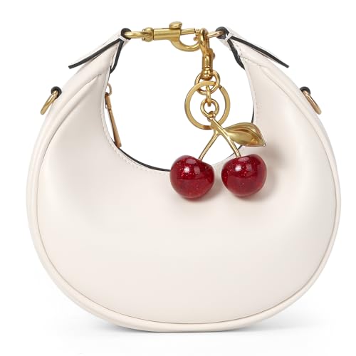 JQWSVE Small Top Handle Bags for Women Mini Purses Cute Ladies Handbags Crescent Mini Crossbody Bags with Cherry - color: B01-large-white