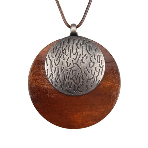 GelConnie Leather Necklaces Turquoise Long Boho Necklaces for Women Brown Chunky Circle Pendant Chocker Necklace Gold Sweater Necklace - style: Boho Brown Necklace