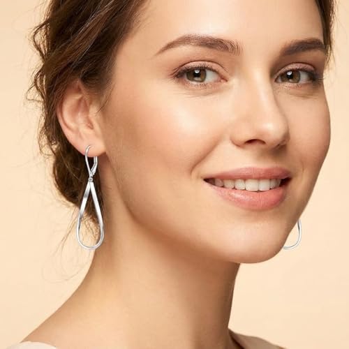 Leverback Dangle Drop Earrings for Women, Hypoallergenic Lightweight Minimalist Jewelry, Fashion Gift for Her, Birthday Anniversary - color: A-Silver