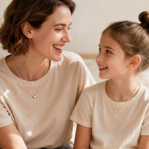 Yoosteel Heart Initial Necklaces for Women Girls - 14K Gold-Plated Letter A-Z Initial Heart Necklace for Girls Kids Jewelry Teen Girl Gifts Personalized Birthday Gifts - color: C