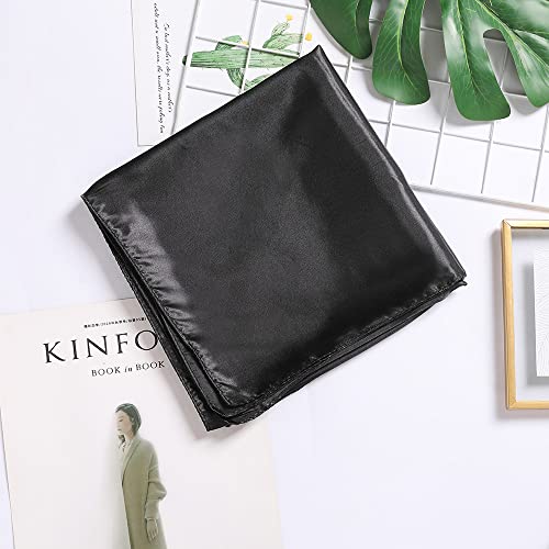 vabovin Satin Head Scarf for Women Solid Color, 35×35 in | Silk Feel Neckerchief, Hair Scarf, Fashion Bandana, Headscarf, Headband, Hair Wrap Sleeping, Daily Fashion Styling - color: 202 Black