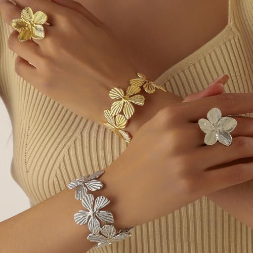 Thumb Rings for Women Chunky Gold Rings for Women Non Tarnish Stainless Steel Adjustable Rings Thumb Silver Ring Wave Curve Ring Dainty Unique Rings - style: 3 - G