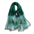 WINCESS YU Women Mulberry Silk Scarf Long & Large Embroidered Floral Pattern Shawl and Wraps Neckerchief for Hair & Neck - color: Sunflower Green