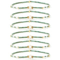 Colorful Stackable Rice Small Mini Seed Beaded Bracelets Set For Women, Handmade Dainty Boho Gold Glass Stretch Accessories Jewelry,Summer Beach Party Daily Friendship Gift - color: Green Pearl
