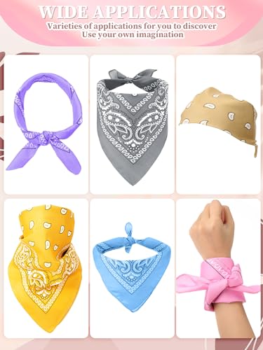 Unittype 48 Pieces Paisley Bandana Novelty Unisex Cowboy Headband Sports Bandannas Scarf Outdoor for Western Party Costume - color: Pastel Color, style: Classic