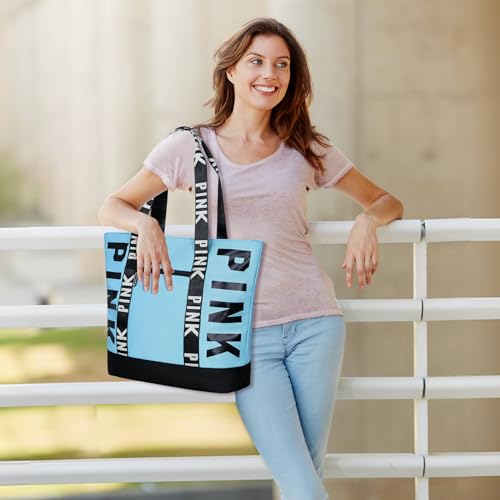 Boomistry Travel Tote Bag for Women, Large Waterproof Beach Bag for Daily | Large - color: Sky Blue