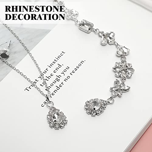 Holibanna Wedding Bridal Backdrop Necklace Crystal Flower Pendant Back Necklace Body Chain Jewelry for Women Girls (Silver)