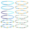 Dainty Gold Beaded Star Bracelets Stack for Women,Handmade Boho Colorful Beads Bracelet Fashion Prom Holiday Jewelry Gift Friendship Family - color: Blue