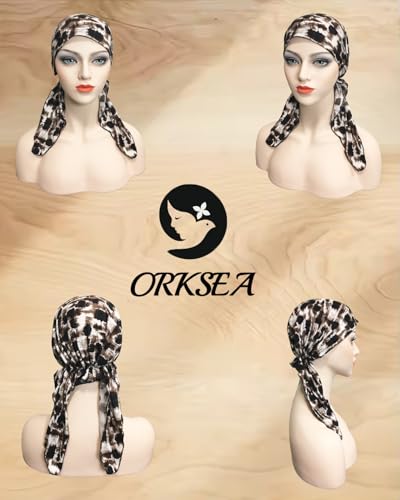 Chemo Headwear for Women Pre-Tied Head Scarf Headwraps Soft Turbans Cancer Hats Chemo Beanie Coverings Scarves - color: Leopard Print4