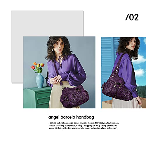 Angel Barcelo Purses for Women Large Shoulder Bag Soft Hobo Bags for Women - color: Fashion Purple