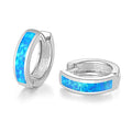 CiNily Huggie Earrings Opal Hinged Hoop Earrings Gold Plated Hypoallergenic Small Hoop Earrings for Women Teen Girls Men Sensitive Ears - color: Blue