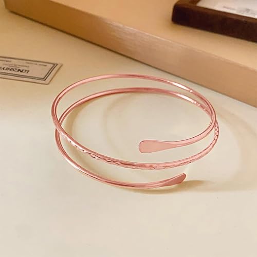 Long tiantian 2PCS Arm Cuff for Women Gold Upper Arm Bangles Bracelet Silver Arm Cuff Jewelry Summer Beach Essentials 2026 - color: 15335-Arm-rosegold