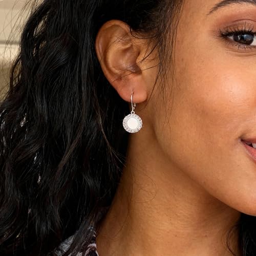 Disc Dangle Earrings for Women, 14K Gold Plated Flat Hypoallergenic Drop Earrings, Silver Classic Coin Leverback Earrings for Women Jewelry Gifts - color: B-Silver