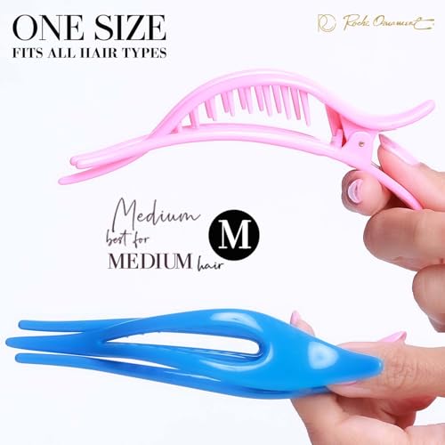 RC ROCHE 6 Pcs Flat French Claw Hair Clips For Women Thick Curly Hair Barrettes Duckbill Concord Side Slide Extra Hold Curved Eyelet Strong Hold Grip, Medium Rainbow Multicolor - color: Fresh