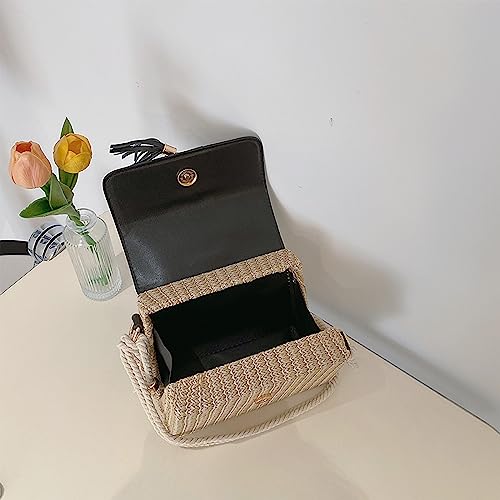 Straw Crossbody Bags for Women Summer Straw Clutch Bag Woven Beach Purse Vacation Handbags | Straw - color: D Black