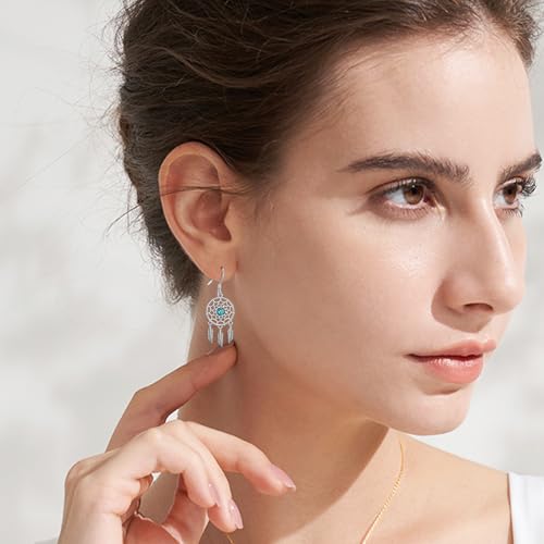 Western Earrings for Women 925 Sterling Silver Turquoise Western Country Dangle Drop Earrings Country Jewelry Gifts for Cowgirl Cowboy - style: Dream Catcher