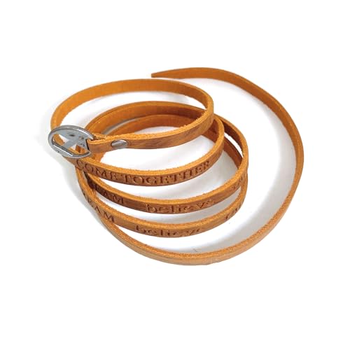 Rantanto Genuine Leather Wrap Bracelets Trendy Western Stackable Cuff Adjustable Boho Layered Bracelet Jewelry For Men Women - color: Brown Stamped Words