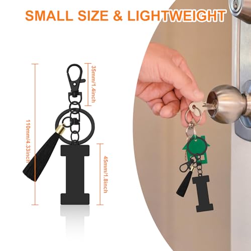 Oubaka Initial Monogram A-Z Keychain for Women, Cute Initial Letter Keychain with Tassel for Handbag Car Key Bag Keyring - color: Black-i